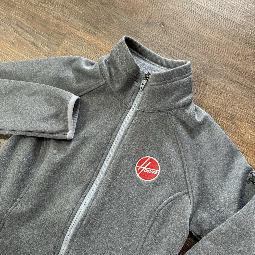 The North Face TNF Gray Full Zip Women's Jacket Sz S‎ Hoover Logo Gorpcore